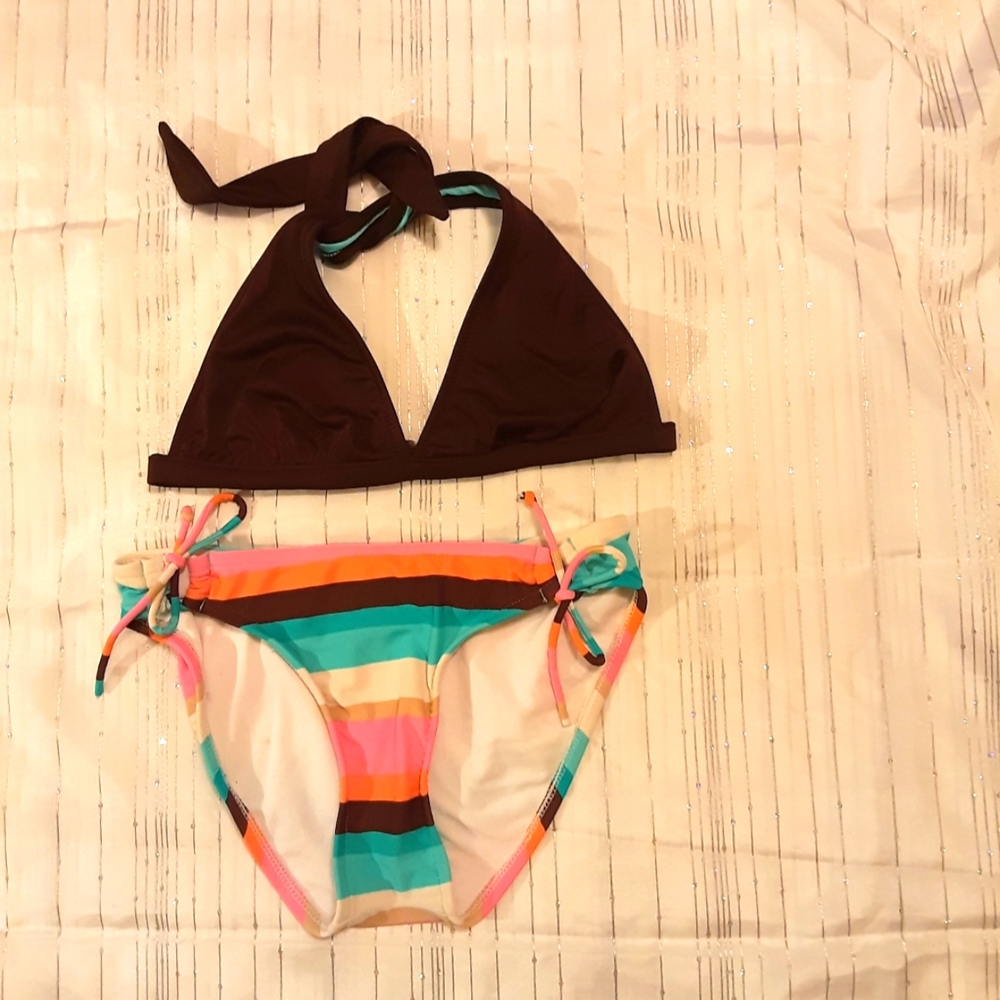 Brown Halter Swim Top